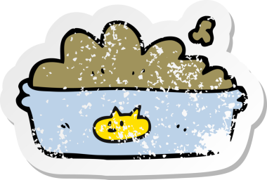 Bir insan tarafından çizilmiş kedi mamasının gerilimli yapıştırması.