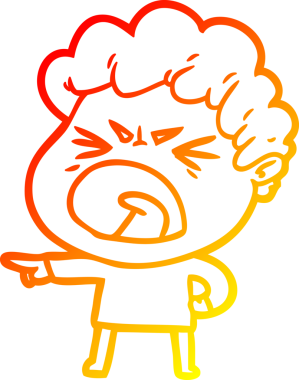 Bir insan tarafından çizilmiş kızgın bir adamın çizgi film çizimi.