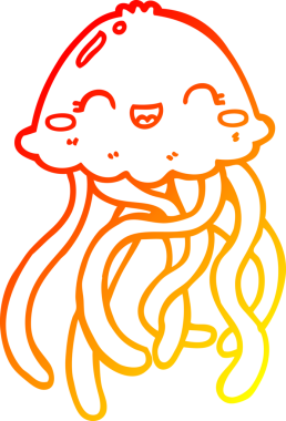 Bir insan tarafından çizilmiş sevimli bir denizanasının sıcak çizgi çizimi