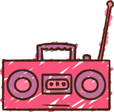 Bir insan tarafından çizilen Boom Box Tebeşiri