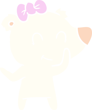 Bir insan tarafından çizilmiş dişi kutup ayısı düz renkli çizgi film.