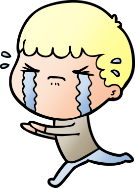 Bir insan tarafından çizilmiş ağlayan çizgi film adamı.