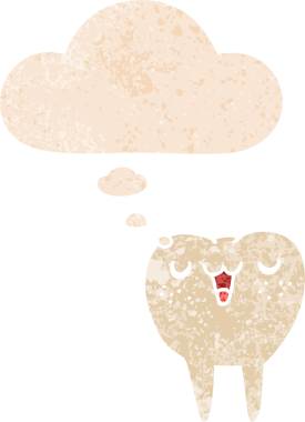 Düşünce baloncuğu ve grunge ile çizgi film dişleri bir insan tarafından çizilmiş rahatsız edilmiş retro dokuma tarzı