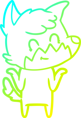 Bir insan tarafından çizilmiş mutlu tilki çizgi filmi.