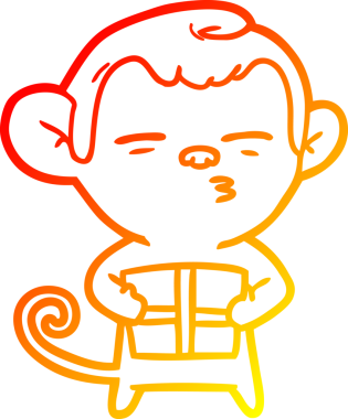 Bir insan tarafından çizilmiş şüpheli maymun çizgi çizimi.