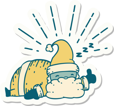 Bir insan tarafından çizilmiş dövme stili Noel Baba karakterinin çıkartması.