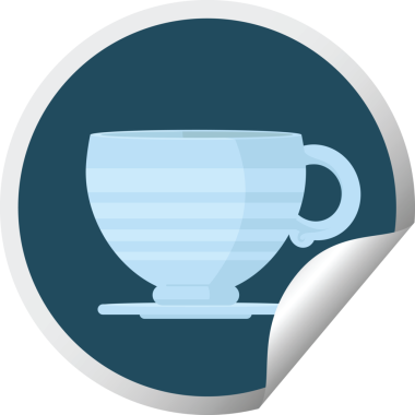 kahve fincanı grafik vektör çizimi bir insan tarafından çizilmiş dairesel etiket