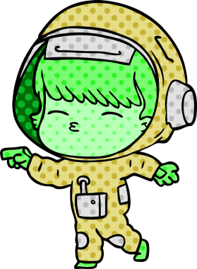 Bir insan tarafından çizilmiş meraklı astronot çizgi filmi.