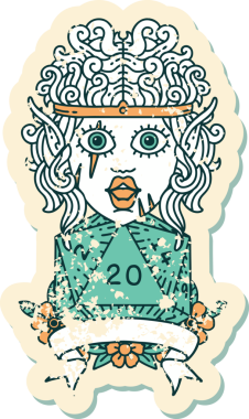 Retro Dövme Tarzı Bir insan tarafından çizilmiş 20 zarlı barbar karakter