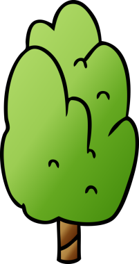 El çizimi çizgi film karalaması bir insan tarafından çizilmiş tek yeşil ağaç.