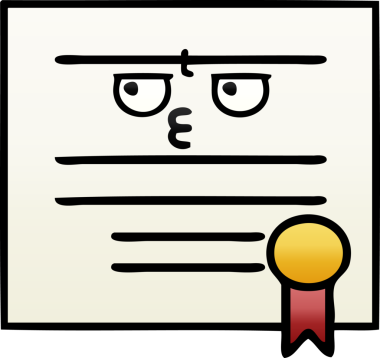 Mezuniyet diplomasının bir insan tarafından çizilmiş gölgeli karikatürü.