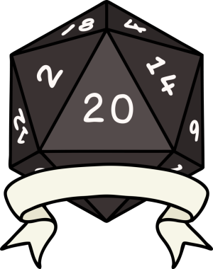 Retro Dövme Biçimi Doğal 20 kritik vuruş D20 zar bir insan tarafından çizildi