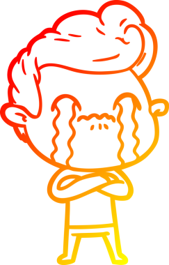 Bir insan tarafından çizilmiş ağlayan bir çizgi film karakteri çizimi.