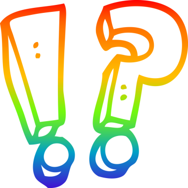 Bir insan tarafından çizilmiş soru işareti ve ünlem işaretinin çizimi.