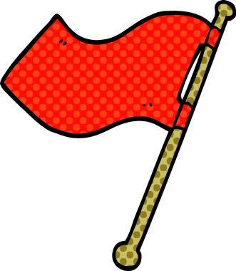 Bir insan tarafından çizilmiş kırmızı bayrak.