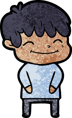 Bir insan tarafından çizilmiş mutlu çocuk çizgi filmi.