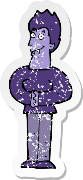 Bir insan tarafından çizilmiş bir vampir çizgi filminin gerilimli yapıştırması.