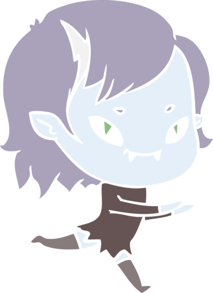 Düz renkli çizgi film karakteri. Bir insan tarafından çizilen vampir kız.