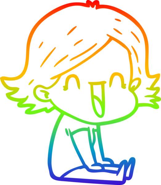 gökkuşağı gradyan çizimi bir insan tarafından çizilmiş mutlu bir kadın çizgi