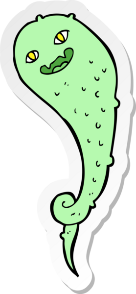 Bir insan tarafından çizilmiş ürkütücü bir hayaletin çıkartması.