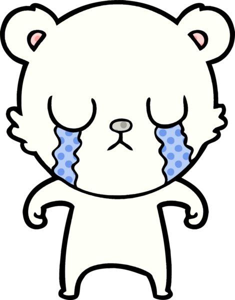 Bir insan tarafından çizilmiş üzgün küçük kutup ayısı çizgi filmi.