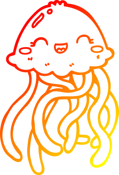 Bir insan tarafından çizilmiş sevimli bir denizanasının sıcak çizgi çizimi