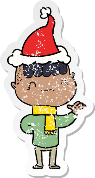 Bir insan tarafından çizilmiş Noel Baba şapkası takan arkadaş canlısı bir çocuğun el yazısı.