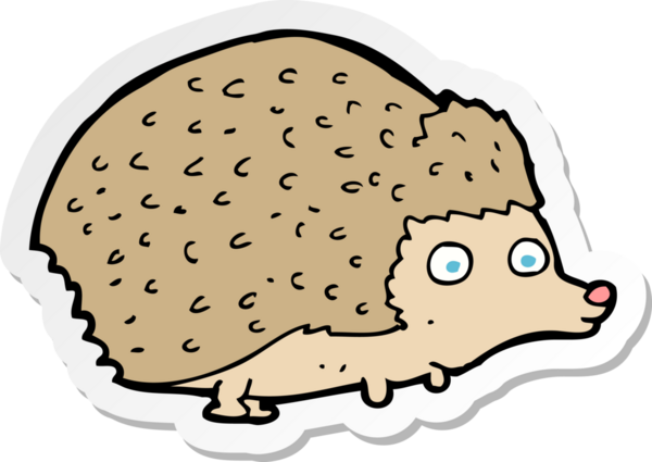 Bir insan tarafından çizilmiş kirpi karikatürü çıkartması.