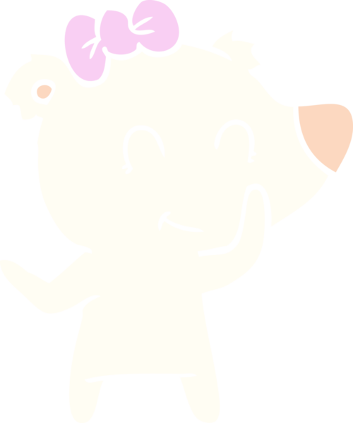 Bir insan tarafından çizilmiş dişi kutup ayısı düz renkli çizgi film.