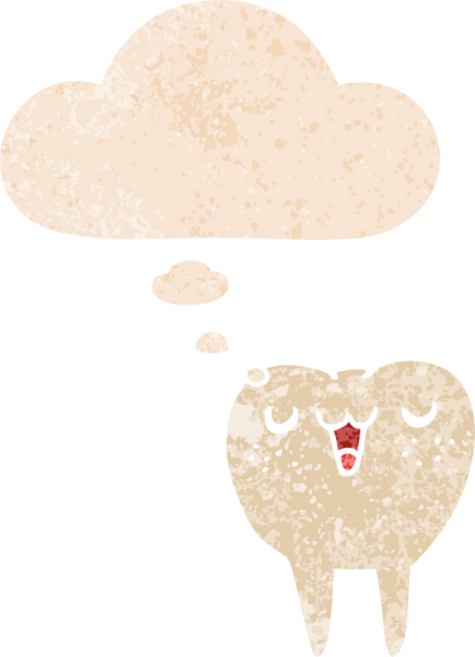 Düşünce baloncuğu ve grunge ile çizgi film dişleri bir insan tarafından çizilmiş rahatsız edilmiş retro dokuma tarzı