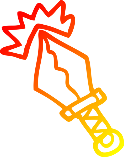 Bir insan tarafından çizilmiş küçük sihirli bir hançerin sıcak çizgi çizimi