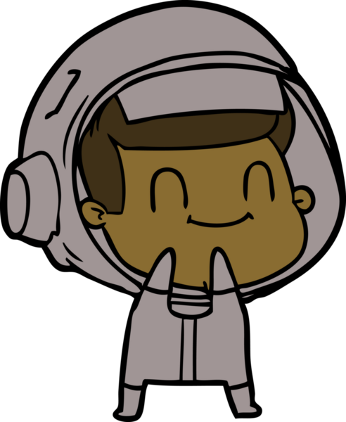 Bir insan tarafından çizilmiş mutlu astronot çizgi filmi.