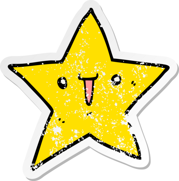 Bir insan tarafından çizilmiş sevimli bir çizgi film yıldızının sıkıntılı çıkartması.