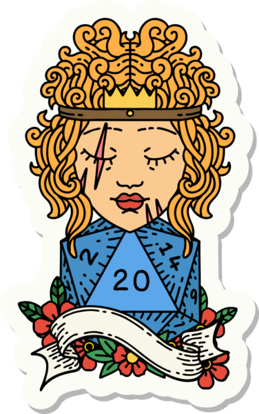 Bir insan tarafından çizilmiş 20 zarlı bir insan barbarının çıkartması.