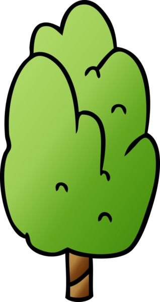 El çizimi çizgi film karalaması bir insan tarafından çizilmiş tek yeşil ağaç.