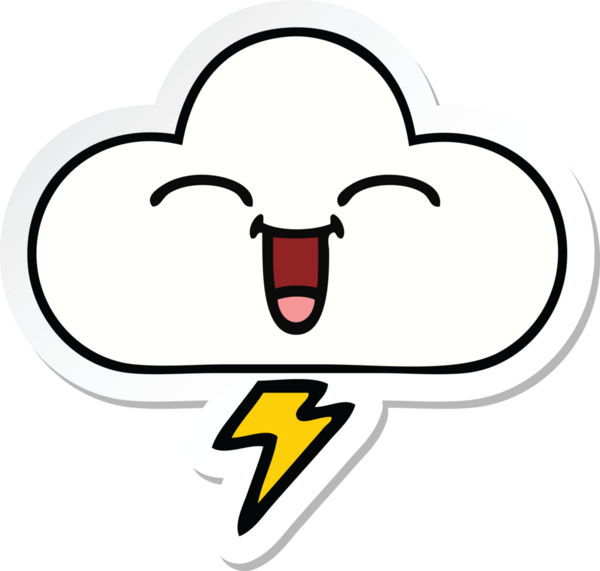 Bir insan tarafından çizilmiş şirin bir gökgürültüsü bulutunun çıkartması.