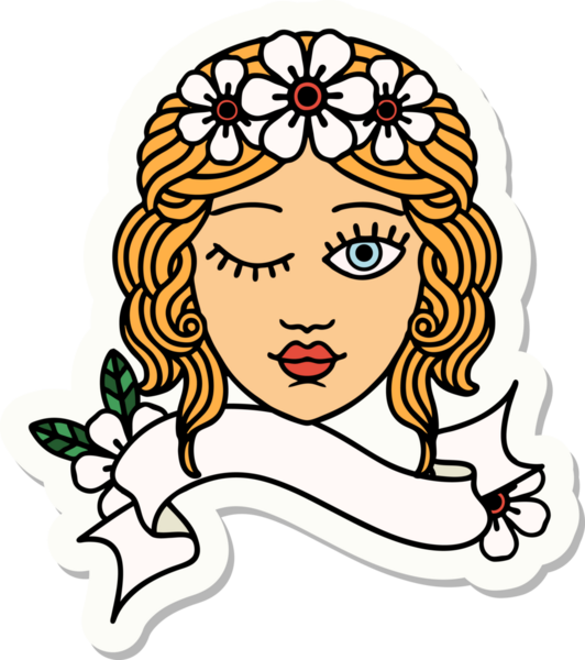 Dövme stili çıkartma. Bir insan tarafından çizilmiş genç kızların yüzü.