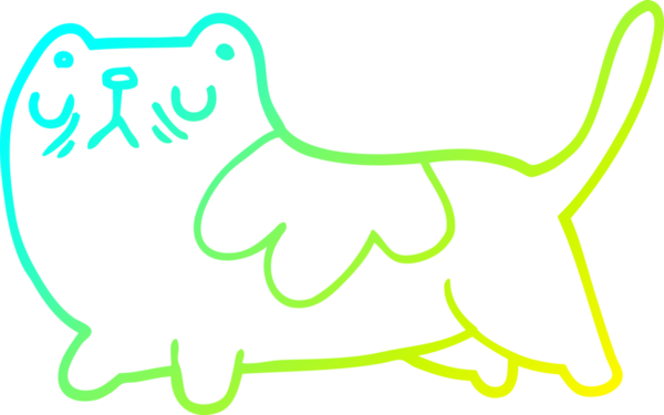 Bir insan tarafından çizilen çizgi film kedisinin soğuk gradyan çizgisi.