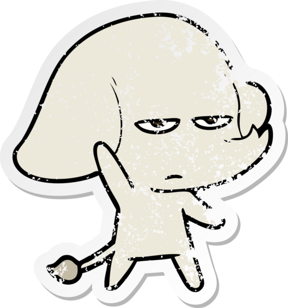 Bir insan tarafından çizilmiş kızgın bir fil çıkartması.