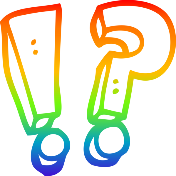 Bir insan tarafından çizilmiş soru işareti ve ünlem işaretinin çizimi.