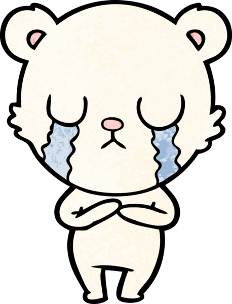 Bir insan tarafından çizilmiş ağlayan kutup ayısı çizgi filmi.