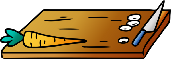 Bir insan tarafından çizilmiş sebze doğrama tahtasının gradyan karikatürü