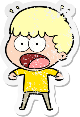 Bir insan tarafından çizilen şok olmuş bir adamın karikatür çıkartması.