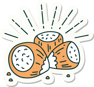 Bir insan tarafından çizilmiş dövme stili fındık çıkartması.