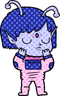 Bir insan tarafından çizilmiş uzaylı kız.