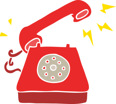 Bir insan tarafından çizilmiş çalan telefonun düz renk çizimi