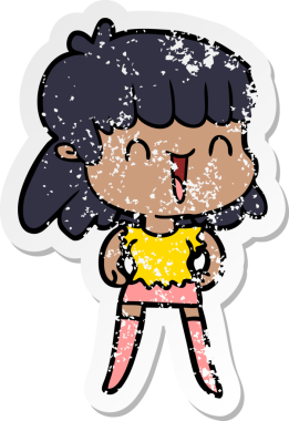 Bir insan tarafından çizilmiş karikatür bir kadının sıkıntılı çıkartması.