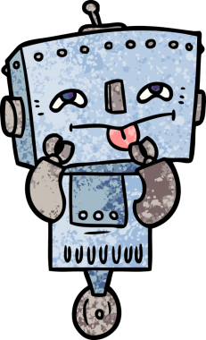 Bir insan tarafından çizilmiş çizgi film robotu