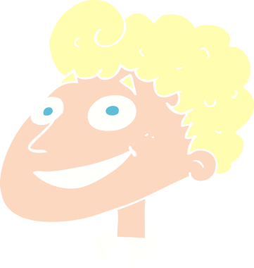 Bir insan tarafından çizilmiş mutlu bir adamın düz renk çizimi