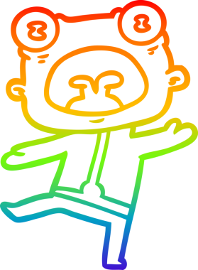 Gökkuşağı gradyanı çizimi bir çizgi film. Bir insan tarafından çizilmiş garip bir uzaylı.